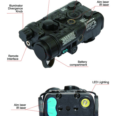 FMA LAB PEQ-NGAL Upgrade version (červený/IR laser), nylon - Černá