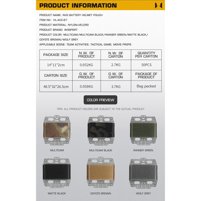 WST kapsa na helmu pro NVG napájení, suchý zip - Coyote