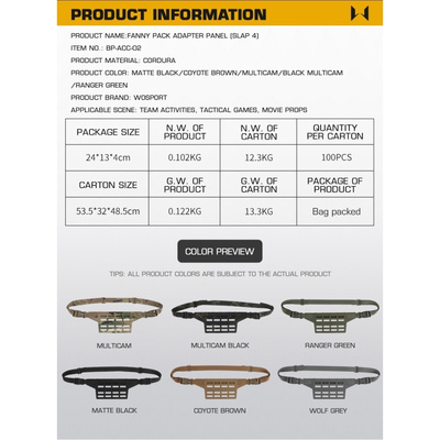 WST ledvinkový molle adaptér, malý (4 řady) - Černá