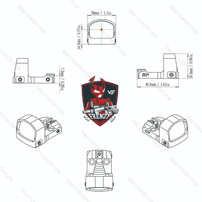 Kolimátor FRENZY-S 1x17x24 MOS (Multi Reticle) - Černá