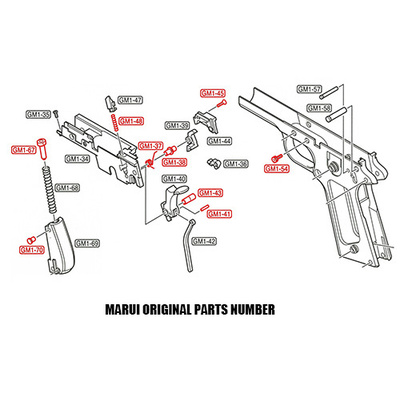 Vnitřní dílky pro GBB MARUI M1911A1/MEU/M45A1/S70/Detonics