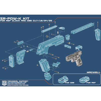 SRU - Airsoft PDW-K Conversion Kit pro AAP01 - Šedý