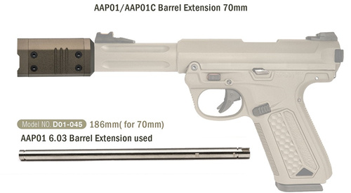 DynamicsHPA - Airsoftový krám, Airsoft zbraně, střelivo, vybavení - Prodloužení vnější hlavně pro AAP01/C (70mm) - Červené