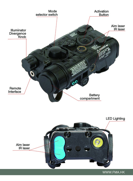 DynamicsHPA - Airsoftový krám, Airsoft zbraně, střelivo, vybavení - FMA LAB PEQ-NGAL Upgrade version (červený/IR laser), nylon - Písková