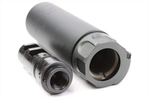 DynamicsHPA - Airsoftový krám, Airsoft zbraně, střelivo, vybavení - Angry Gun QD tlumič Mini SOCOM556 s ražením, 14- mm (CCW) - Černá