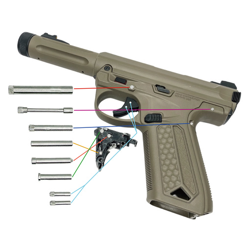 DynamicsHPA - Airsoftový krám, Airsoft zbraně, střelivo, vybavení - Nerezový set čepů CTM TAC pro AAP-01/C - Chameleon (electroplated)