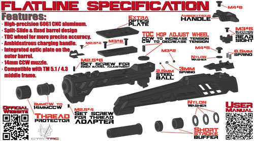 DynamicsHPA - Airsoftový krám, Airsoft zbraně, střelivo, vybavení - CTM CNC hliníkový závěr Flatline Split slide TM Hi-capa 5.1 - Zlatá
