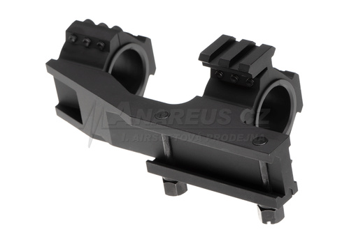 DynamicsHPA - Airsoftový krám, Airsoft zbraně, střelivo, vybavení - Spojené montážní kroužky 25mm / 30mm s horní a boční RIS - černé