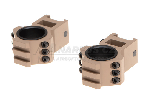 DynamicsHPA - Airsoftový krám, Airsoft zbraně, střelivo, vybavení - Montážní kroužky 25mm / 30mm s horní RIS - pískové