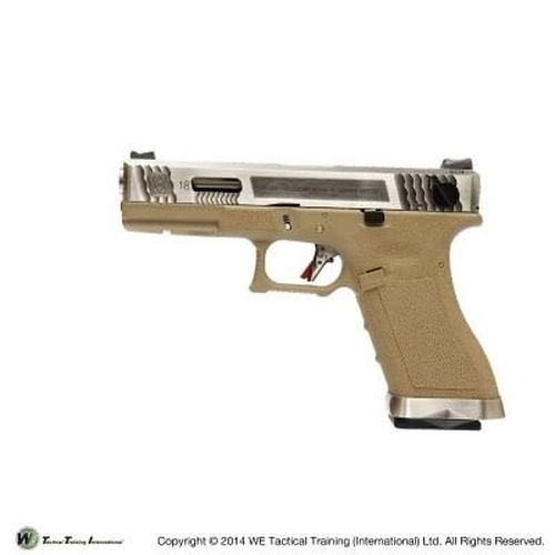 DynamicsHPA - Airsoftový krám, Airsoft zbraně, střelivo, vybavení - WE GBB plynová pistole R18C Gen4 T8 Custom - Písková/stříbrná