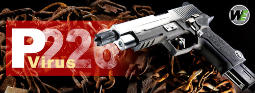 DynamicsHPA - Airsoftový krám, Airsoft zbraně, střelivo, vybavení - WE GBB plynová pistole BioHazard P226 VIRUS, LED Box - Černá