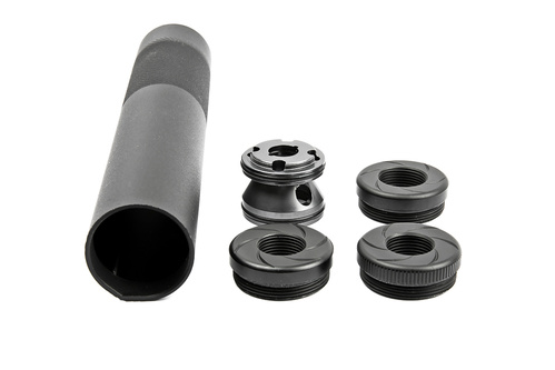 DynamicsHPA - Airsoftový krám, Airsoft zbraně, střelivo, vybavení - ML hliníkový tlumič WHISPER MOCK SILENCER 175 x 30 mm, střední - Černá