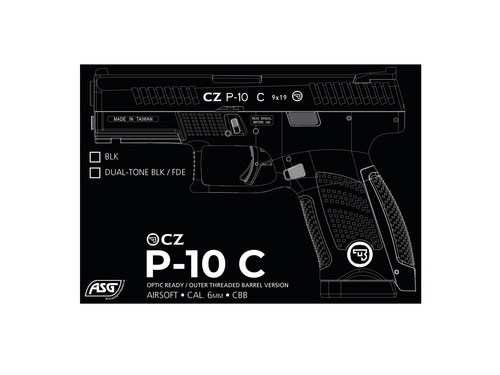 DynamicsHPA - Airsoftový krám, Airsoft zbraně, střelivo, vybavení - ASG CZ P-10C OR-OT CO2 Blowback, kovový závěr - Černá/písková
