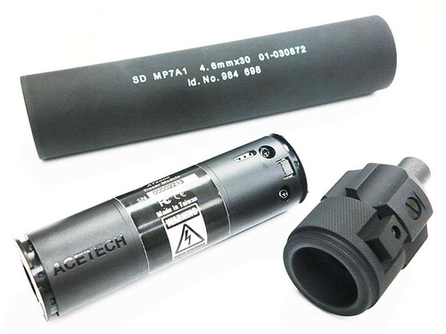 DynamicsHPA - Airsoftový krám, Airsoft zbraně, střelivo, vybavení - Angry Gun nasvětlovací tlumič pro KWA / KSC Umarex MP7 A1 GBB, 12 plus  mm (CW) - Černá