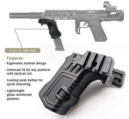 DynamicsHPA - Airsoftový krám, Airsoft zbraně, střelivo, vybavení - Taktická rukojeť s RIS pro náhradní zásobník AAP01 a G-model 17/18/19 - černá