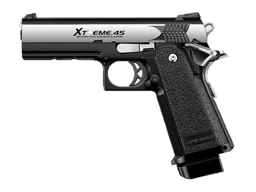 DynamicsHPA - Airsoftový krám, Airsoft zbraně, střelivo, vybavení - TM GBB plynová pistole Hi-Capa 4.3 Xtreme .45 Full-auto - Stříbrná/černá