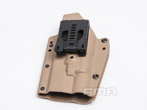 DynamicsHPA - Airsoftový krám, Airsoft zbraně, střelivo, vybavení - FMA kydexové pouzdro / holster (G-series se svítilnou typu X300), pravé - Písková