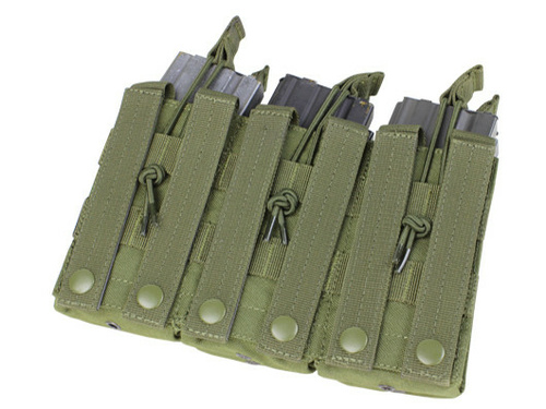 DynamicsHPA - Airsoftový krám, Airsoft zbraně, střelivo, vybavení - Sumka MOLLE trojitá na zásobníky 6xM16 otevřená Coyote