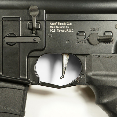 DynamicsHPA - Airsoftový krám, Airsoft zbraně, střelivo, vybavení - Hliníková CNC ADVANCED spoušť pro M4/M16 - TYPE E, stříbrná
