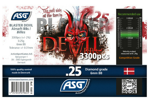 DynamicsHPA - Airsoftový krám, Airsoft zbraně, střelivo, vybavení - Kuličky ASG Blaster Devil 0,25g, 3300 BBs - Bílá