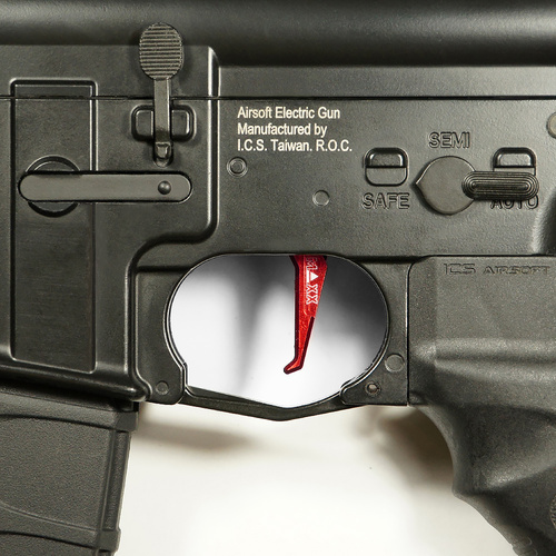 DynamicsHPA - Airsoftový krám, Airsoft zbraně, střelivo, vybavení - Hliníková CNCADVANCED spoušť pro M4/M16 - TYPE E, červená