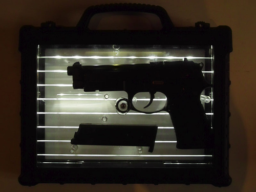 DynamicsHPA - Airsoftový krám, Airsoft zbraně, střelivo, vybavení - WE GBB plynová pistole M9A1 a průhledný box - Černá